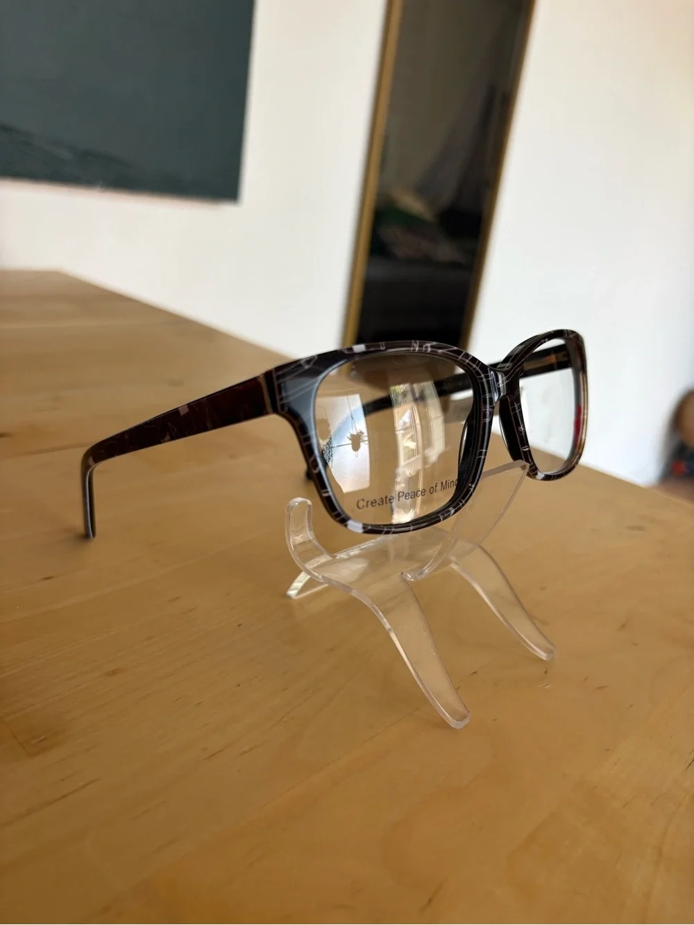 Peace Love Dream Big Black White Art Tools Rectangle Eyeglasses 55-15-140 NWT